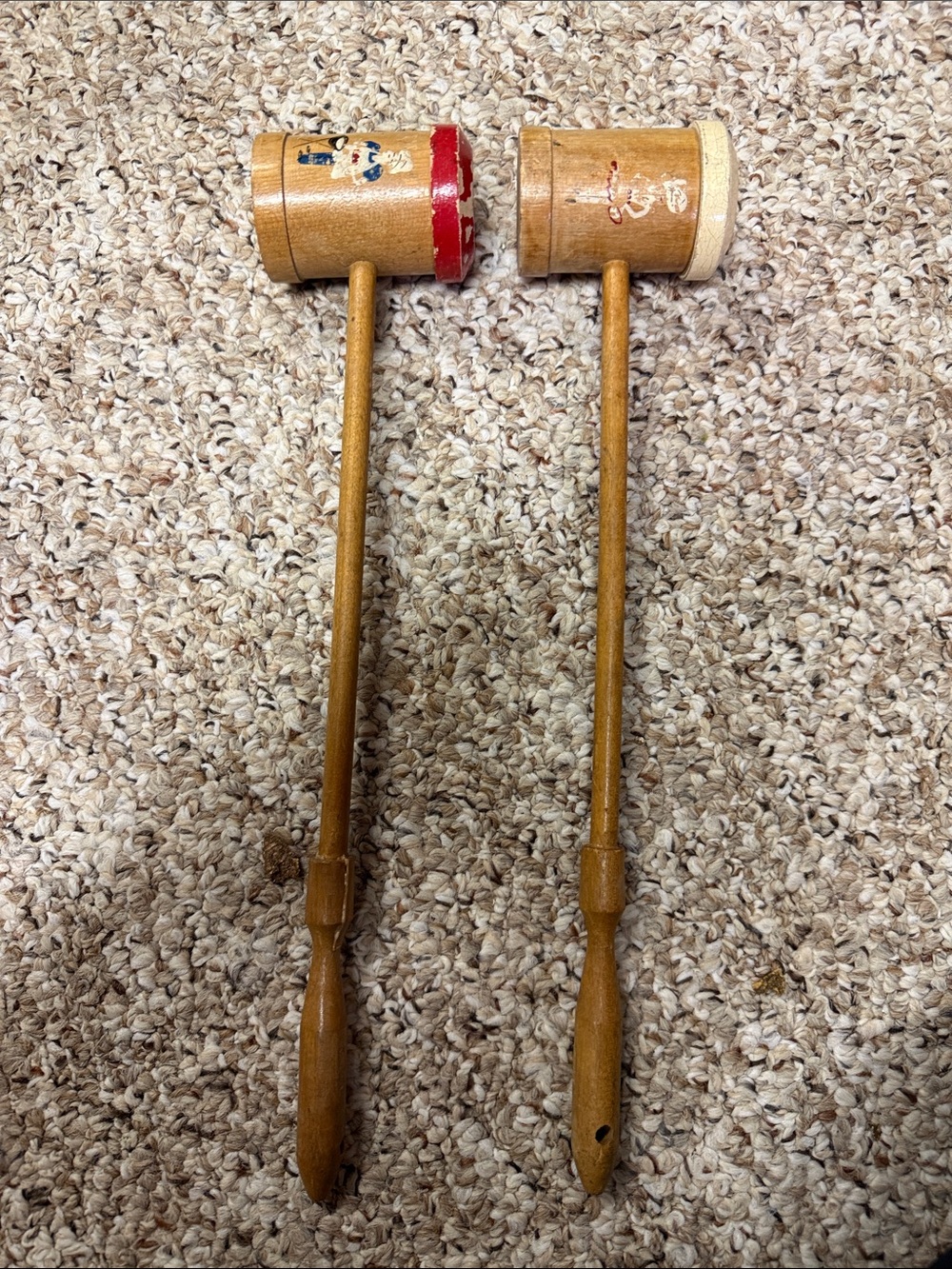 Vintage Japan Long Handle Wooden Salt Pepper Shakers Chef Mid Century Kitsch